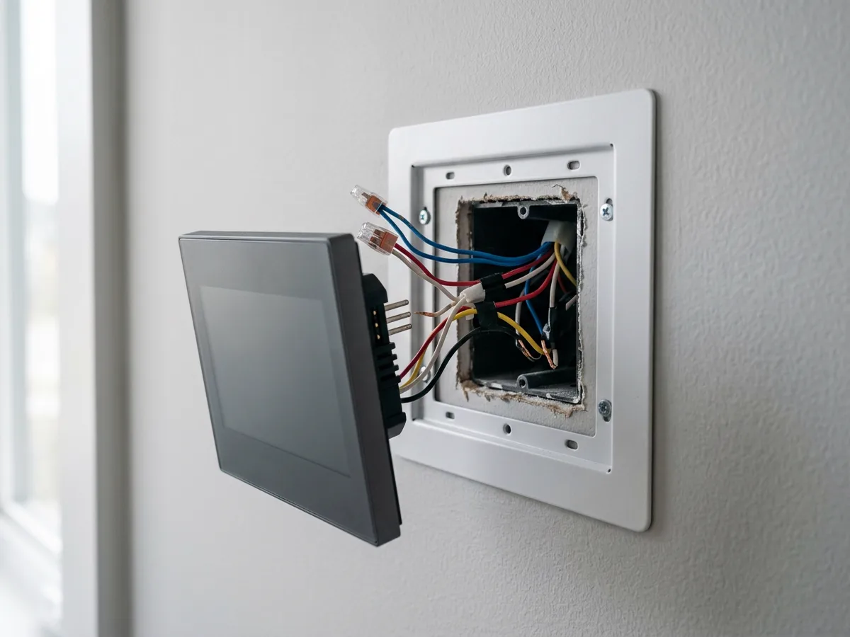 Montage eines Smart-Home-Bedienpanels an der Wand